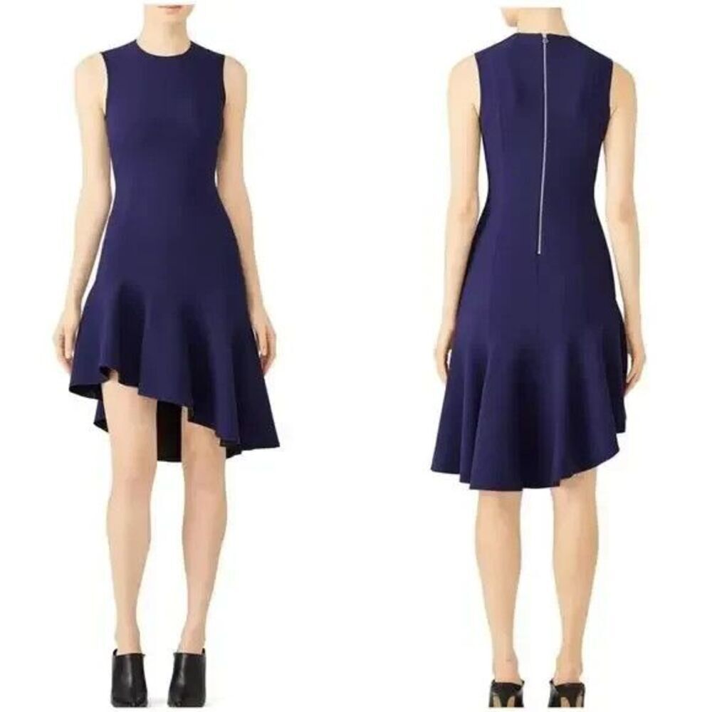 Elizabeth and James Asymmetrical Mini Dress Navy Dev Flounce Sleeveless
